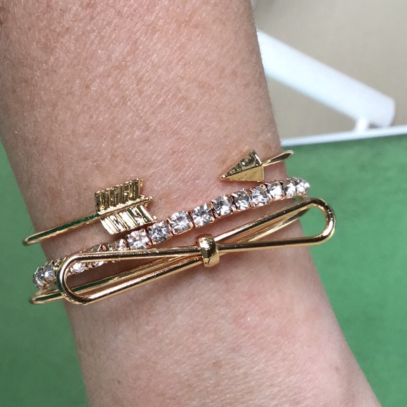 SOLD! GOLD x6 Rhinestones Arrows / Bows - Picture 3 of 5